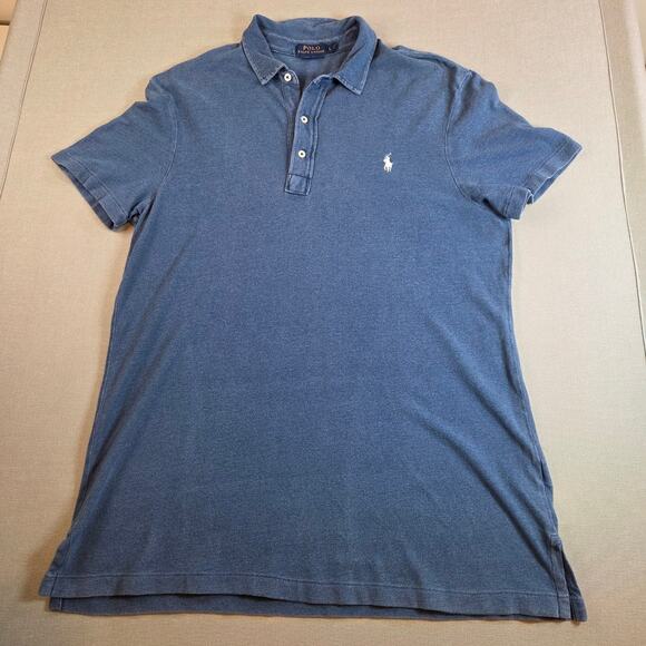 Polo Ralph Lauren Featherweight Mesh Polo Shirt Blue Men’s Size L Cotton - Picture 1 of 11